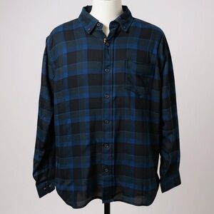 Weatherproof Vintage Plaid Flannel Button Down Shirt - Large - Twilight Blue